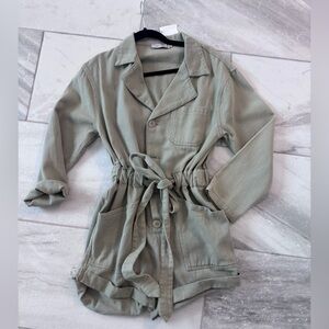 Sage Green Cinched Waist Romper